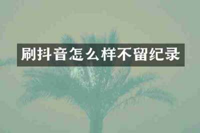 刷抖音怎么样不留纪录