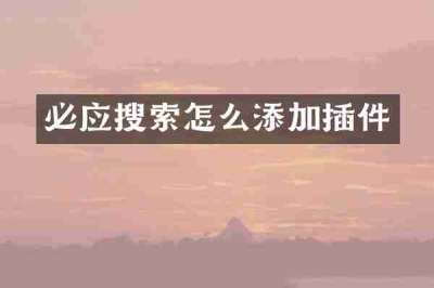 必应搜索怎么添加插件