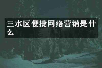 三水区便捷网络营销是什么