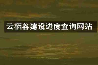 云栖谷建设进度查询网站