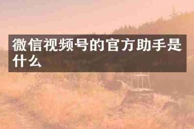 微信视频号的官方助手是什么