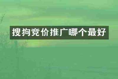 搜狗竞价推广哪个最好