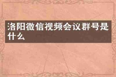 洛阳微信视频会议群号是什么