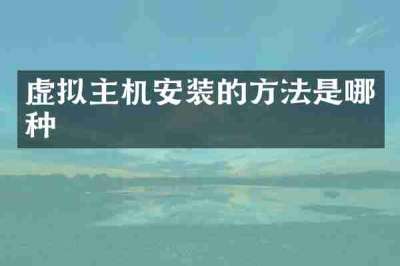 虚拟主机安装的方法是哪种