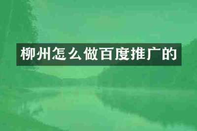 柳州怎么做百度推广的