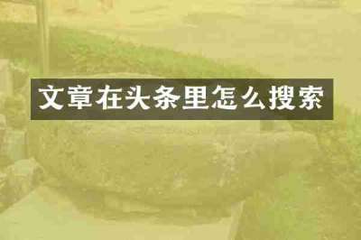 文章在头条里怎么搜索