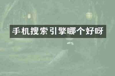 手机搜索引擎哪个好呀