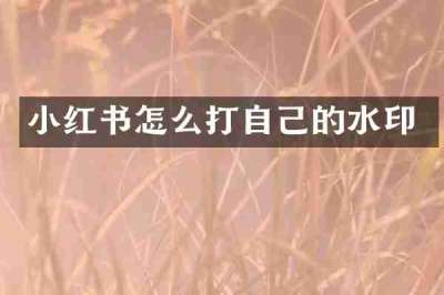 小红书怎么打自己的水印