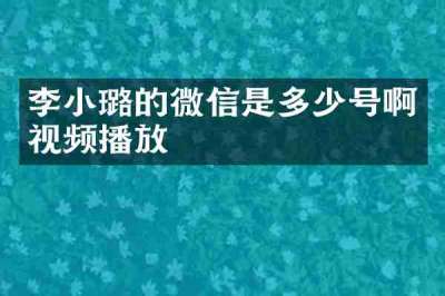 李小璐的微信是多少号啊视频播放
