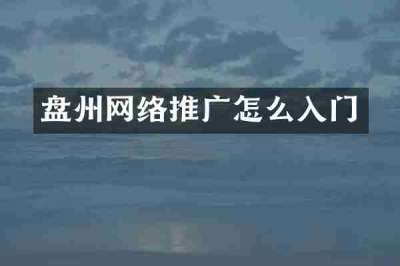 盘州网络推广怎么入门