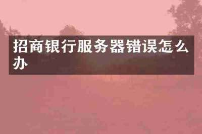 招商银行服务器错误怎么办