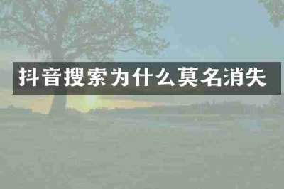 抖音搜索为什么莫名消失