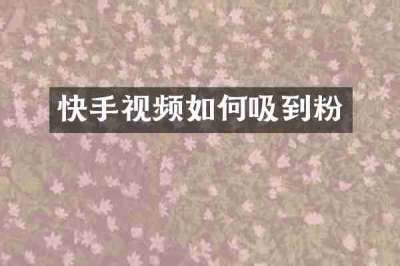 快手视频如何吸到粉