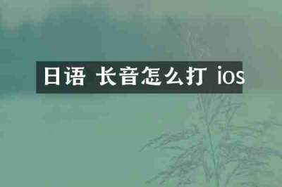 日语 长音怎么打 ios