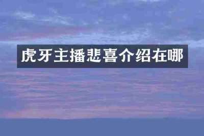 虎牙主播悲喜介绍在哪