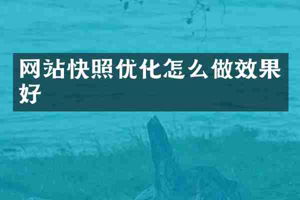 网站快照优化怎么做效果好
