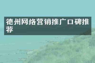 德州网络营销推广口碑推荐