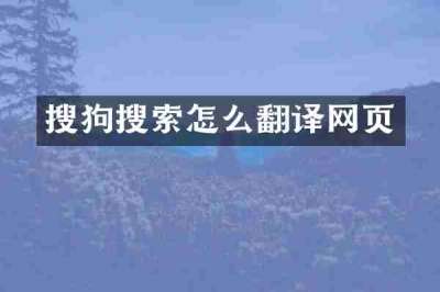 搜狗搜索怎么翻译网页
