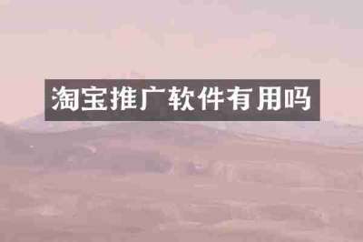 淘宝推广软件有用吗