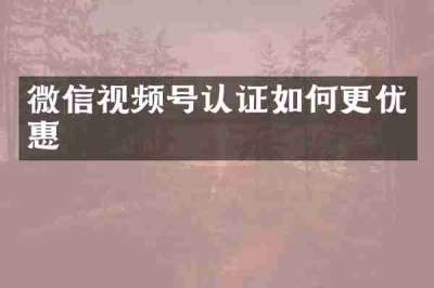 微信视频号认证如何更优惠