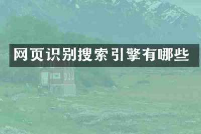 网页识别搜索引擎有哪些