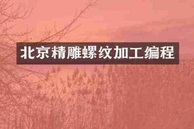 北京精雕螺纹加工编程