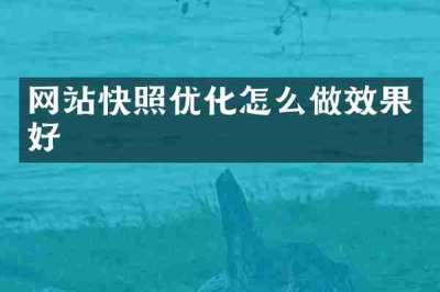网站快照优化怎么做效果好