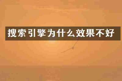 搜索引擎为什么效果不好