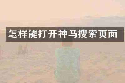 怎样能打开神马搜索页面