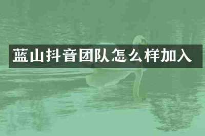 蓝山抖音团队怎么样加入