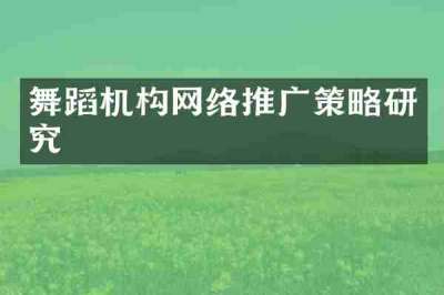 舞蹈机构网络推广策略研究
