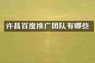 许昌百度推广团队有哪些
