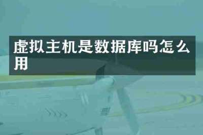 虚拟主机是数据库吗怎么用
