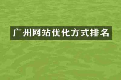 广州网站优化方式排名