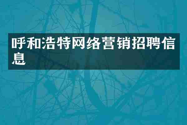 呼和浩特网络营销招聘信息