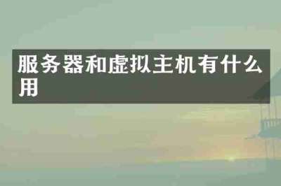 服务器和虚拟主机有什么用