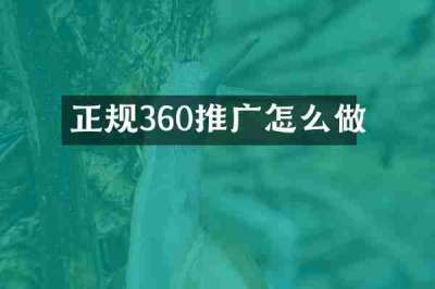 正规360推广怎么做