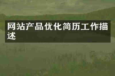 网站产品优化简历工作描述