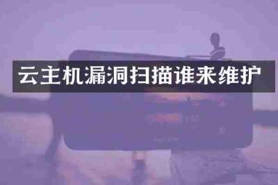 云主机漏洞扫描谁来维护