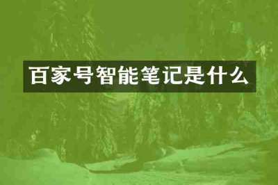 百家号智能笔记是什么