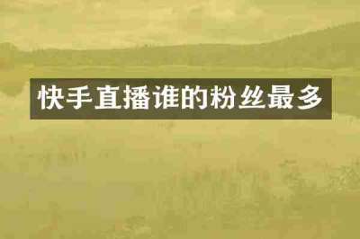快手直播谁的粉丝最多