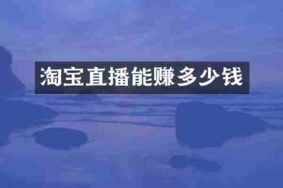 淘宝直播能赚多少钱