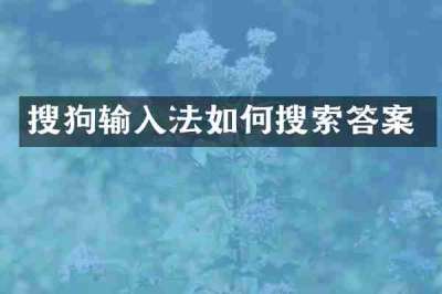 搜狗输入法如何搜索答案
