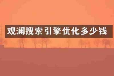 观澜搜索引擎优化多少钱
