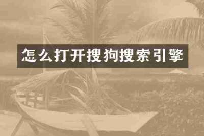 怎么打开搜狗搜索引擎
