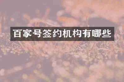 百家号签约机构有哪些