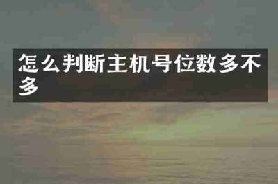 怎么判断主机号位数多不多