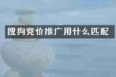 搜狗竞价推广用什么匹配