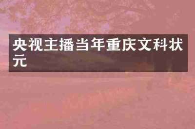 央视主播当年重庆文科状元