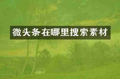 微头条在哪里搜索素材